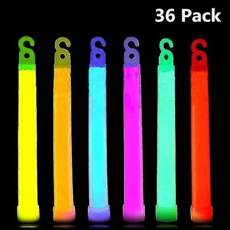 36 Ultra Lyse Glow Sticks Plus - Bulk Pack Industriell Kvalitet - 6 Tommers Vanntett Glow Stick - 12 Timers Varighet - Blandede Farger - Bøy, Rist
