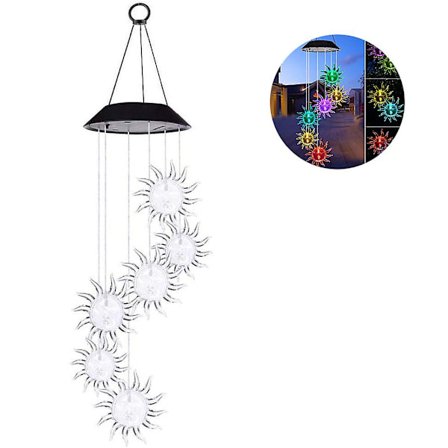 Solcellsdriven LED-Mobil med Färgbyte Solcellslampor Solcellsdriven Mobil Vind