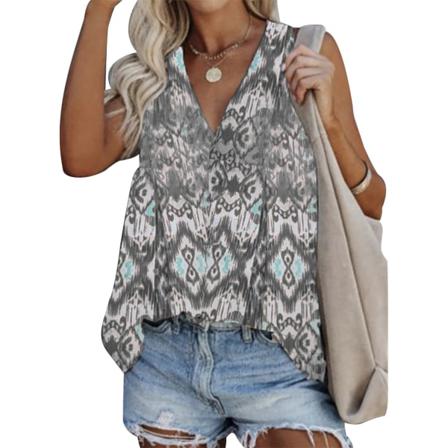 Damväst Printed Linne Ärmlös V-hals Casual