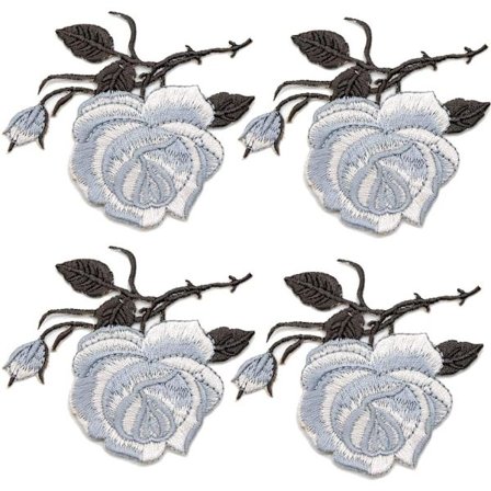 4 st rosor broderade strykjärn på kläder lappar ränder t-shirts S