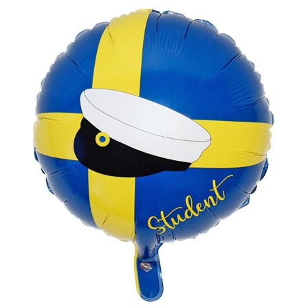 Rund Folieballong Student Blå & Gul