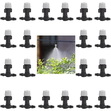 Dysedyser, 20 stk T-koblinger og 20 stk vanningsdyser Dysedyser Drivhus vannkjølingssystem Sprinklerkit Sprinkler