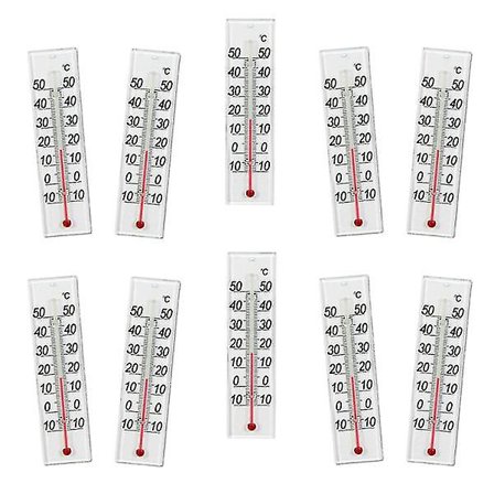 10-pack inomhus termometer 10 till 50 grader Celcius, kolonn