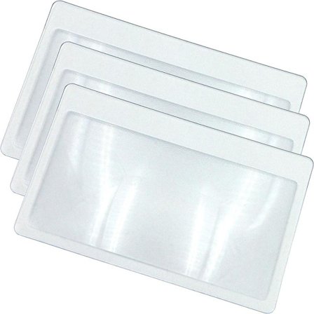 (3 kpl) Luottokortin kokoinen taskusuurennuslasi - 3x zoom, Ultra