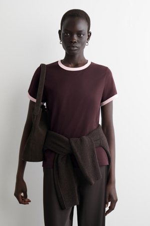 COS Women's Shrunken Ringer T-Shirt in Red