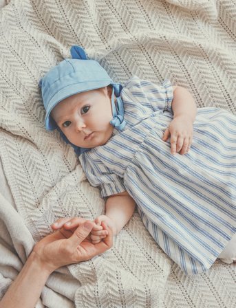 Huttelihut Summer Hat Ears Woven - Blue - 3-6M