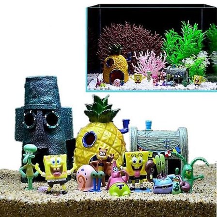 Akvaariokoristeet Kalojen kulhot Spongebob Squarepants 8kpl