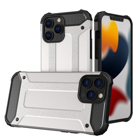 Hybrid Armor Case Robust cover til iPhone 13 Pro sølv