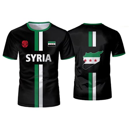 Syrien Fotboll T-shirts Herr Sport T-shirts Syrian Flag Street Oversized Toppar Unisex Casual Grafiska T-shirts Toppar Y2k Herr Gåvor