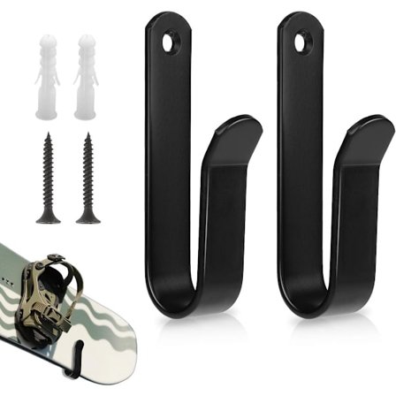2 stk - Veggfeste for skateboard - Veggfeste for snowboard - Veggklemmer for snowboard