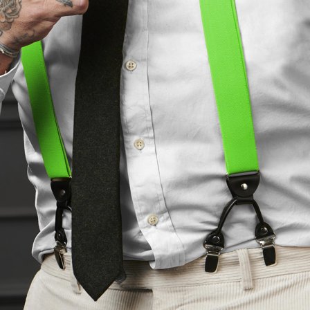 Tirantes de clip anchos en verde lima para hombres - Tirantes con clip