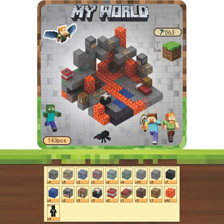 Minecraft Rakennuspalikat, Magneettiset Rakennuspalikkalelut - Mine Adventure 143 palikkaa, 4 hahmoa
