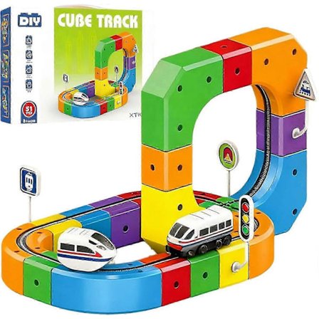 Elektrisk togsett fleksibel racerbane for barn, 123 stk bilbane for småbarn 3-5 Byggeleke STEM læringssett, jule- og bursdagsgaver til barn