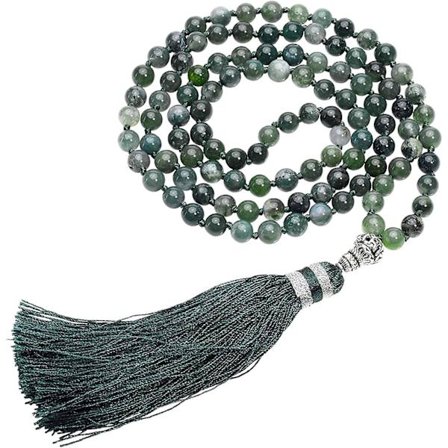 6mm Naturliga Rhodochrosit/Mossa Agat 108 Buddhistiska Bönpärlor Tibetansk Mala