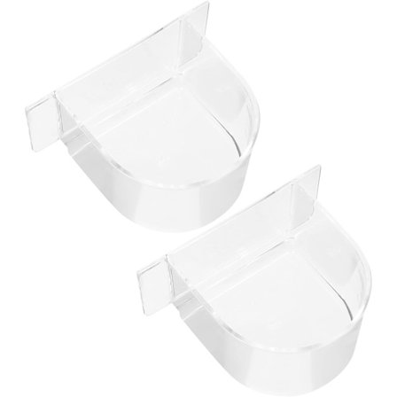 2 stk. Fuglebur Madskål Klar Vand Frøfodring Hængende Papegøje Maddispenser Skål Kop til Kæledyrs- og Dyrebure Tilbehør Transparent