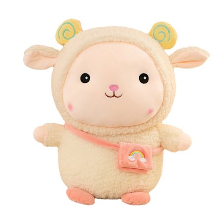 Regnbåge ryggsäck får docka plysch leksak för barns komfort vit