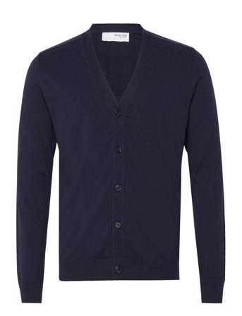 Slhberg Ls Knit V-Neck Cardigan Noos Strikkegenser Cardigan Marineblå Selected Homme*Betinget Tilbud