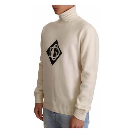 Dolce & Gabbana Wool Turtleneck Hvid, Herre Rullekraver
