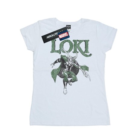 Marvel Dam/Kvinnor Loki Scepter Bomull T-shirt L Vit