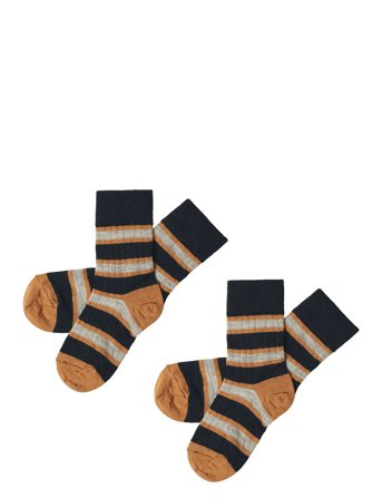 FUB 2-Pack Two-Tone Stripe Socks - Navy - 19/21
