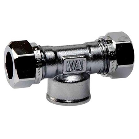Vatette FG037675320 T-koppling förkromad, inv gänga mitten, 12 mm x G15, Installation