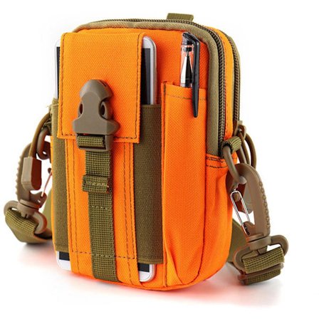 Midjeveske/Bag for voksne, 17,5x10x6cm, utendørs krok, med belte, for sport/vandring/camping/reise, oransje