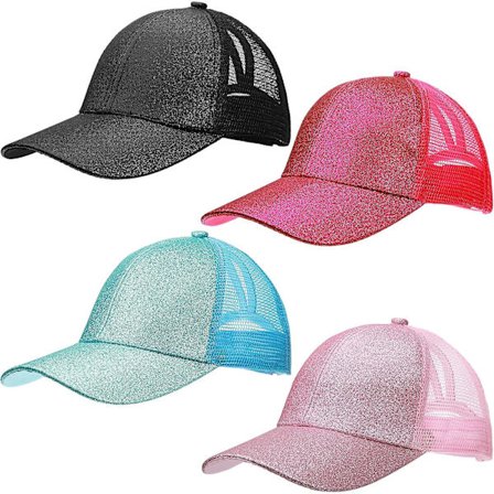 Pige Baseball Kasketter Børn Glitter Hestehale Kasketter Justerbar Baseball Kasket Skinnende Små Piger Høj Messy Bun Baseball Kasket