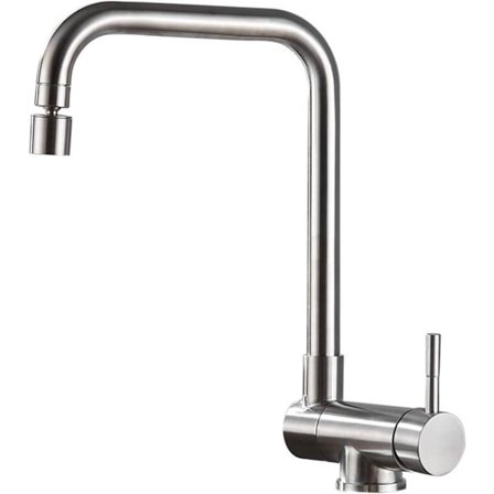 Köksblandare med utdragbar pip - rostfritt stål varmt & kallt vatten - dubbla lägen