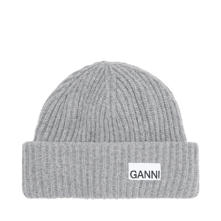 GANNI Beanie Structured Rib Mössor & hattar Dam Grå ONESIZE