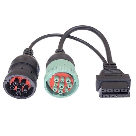 6-pin J1708 eller 9-pin J1939 til 16-pin OBD2 OBDII adapterkabel for lastebil
