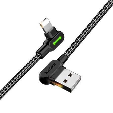 USB til Lightning-kabel, Mcdodo CA-4673, vinklet, 1,8 m (svart)