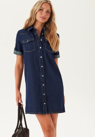 ONLY - Onllisa S/S DNM DRESS GUA - Dark Blue Denim Detail:RINSE