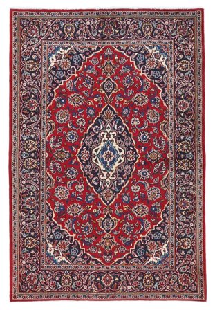 Keshan Fine Teppich Orientalischer Dunkelrot/Schwarz (Wolle, Persien)