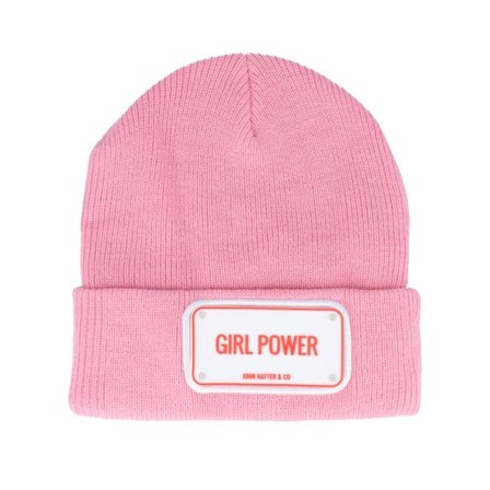 John Hatter & Co - Rosa cuff Beanie - Rubber Girl Power Pink Cuff @ Hatstore