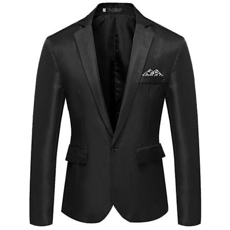 Miesten Yksinkertainen Reverssi Yksipainikkeinen Blazer Virallinen Liike-el m n Pitk hihainen Puku Takki Black M
