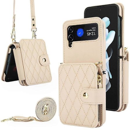 Crossbody Rhombus Wallet Taske Foldbar Telefon Cover med Snøre [DB]