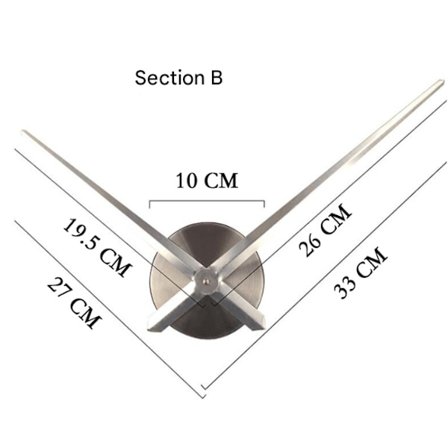 Stor veggklokke - 3D-visere - Kvarts mekanisme - Kreative hobbyer - Hjemmeinnredning sølv