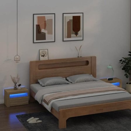 Maison Exclusive - 2 stk natbord med LED Sonoma eg 60x35x40 cm