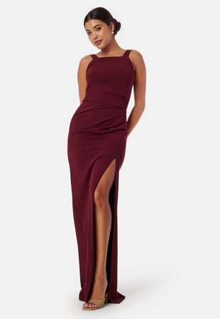 Bubbleroom Occasion Square neck slit maxi dress Klær