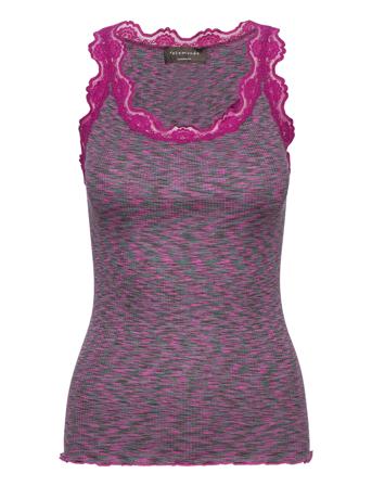 Silk Top W/ Lace T-shirts & Tops Sleeveless Lilla Rosemunde*Betinget Tilbud