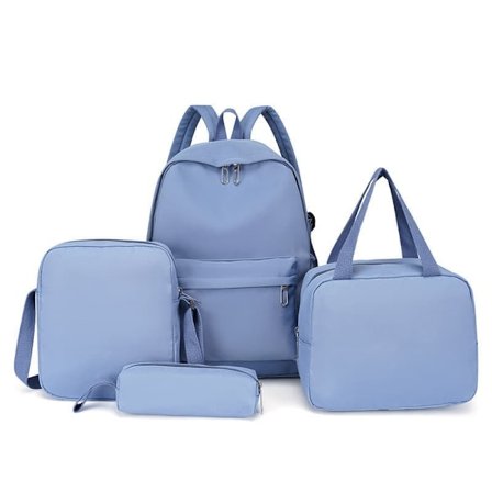 4-delt rygsæksæt – Skolerygsæk med stor kapacitet, madkasse og crossbody-taske, perfekt til skole og rejser_TF_TF