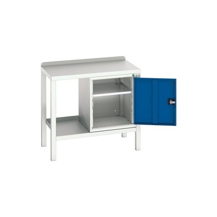 Steel workbench with cupboard BOTT , 350 kg load, 1000x600x910 mm, steel