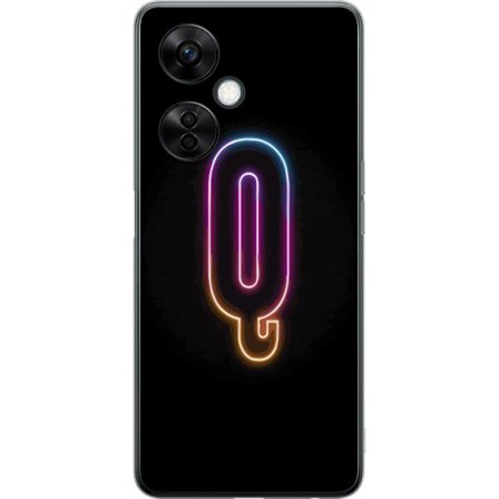 Kompatibelt Mobildeksel til OnePlus OnePlus Nord CE3 Minimalistisk neonbokstav Q i skinnende farger mot mørk bakgrunn