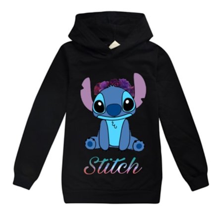 Barn Lilo Stitch Hettegenser Fritid Langermet Genser Svart svart