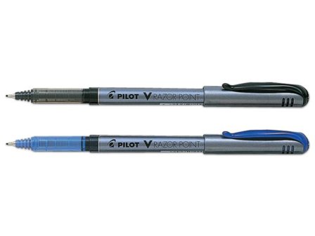 PILOT Fineliner, V Razor Point, extra tunn spets, blå pennkropp, blått bläck - Lyreco - Kontorsmaterial - Pennor - Finelinerpennor