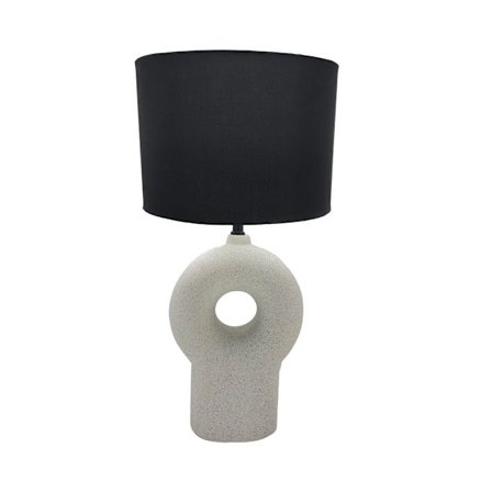 Keraaminen pöytävalaisin, valkoinen jalusta, musta varjostin, 20x10x52 cm