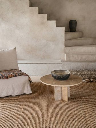 Jute Ribbed Innen-/Outdoor-Teppich 250X350 Groß Beige Juteteppich