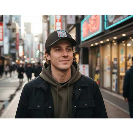 Yapan - Musta trucker Lippis - Tokyo Maneki-neko Retro Black Trucker @ Hatstore