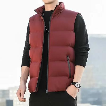 Höst/vinter Ny Herr Bomulls Väst Snygg Ung Axelväst Varm Jacka Manlig Bomullsstoppad Rock Lös Passform Dunjackor Red 4XL