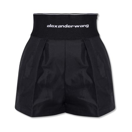 Alexander Wang, Shorts with logo Czarny, Kobieta, Rozmiar: M